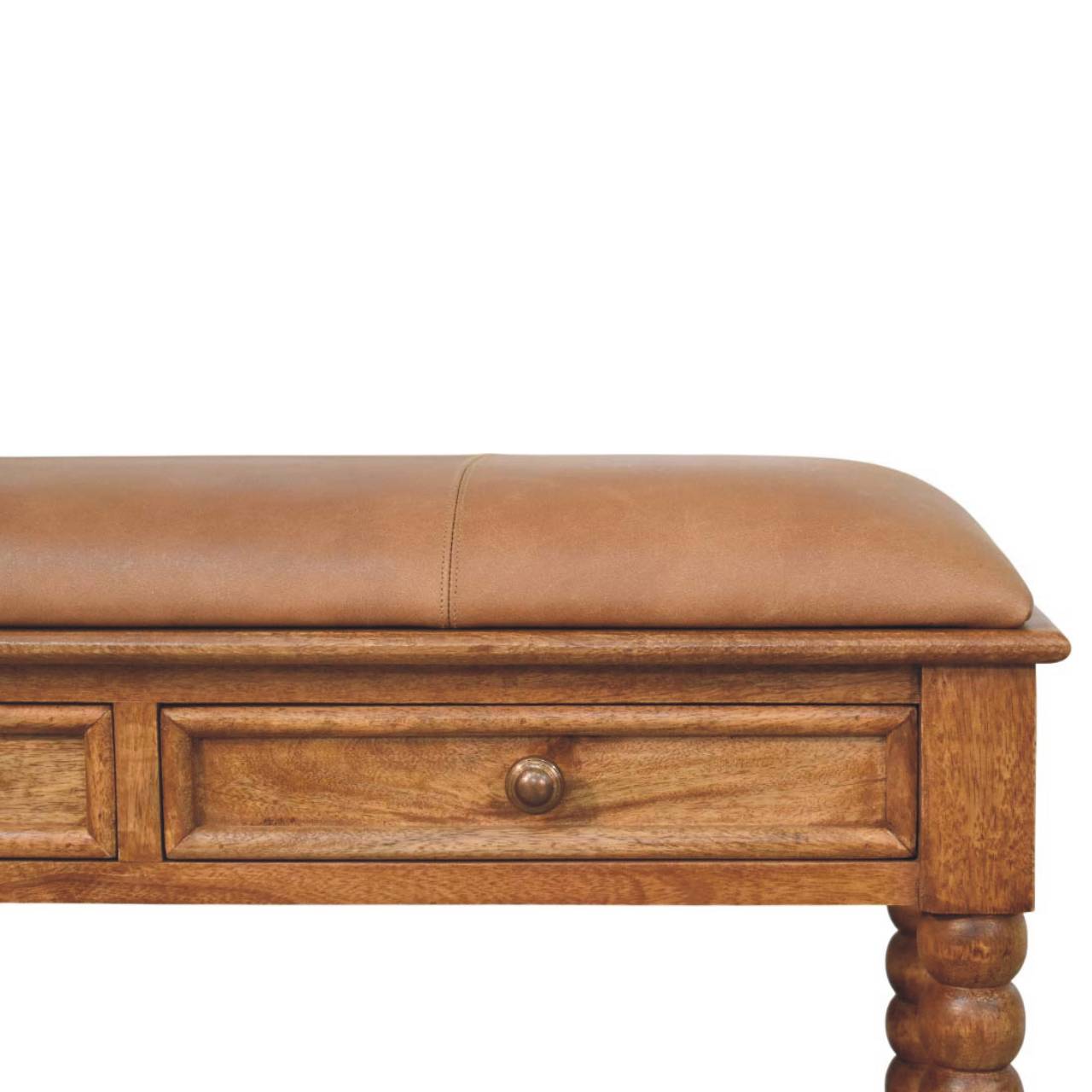 Leather Spindle Bench