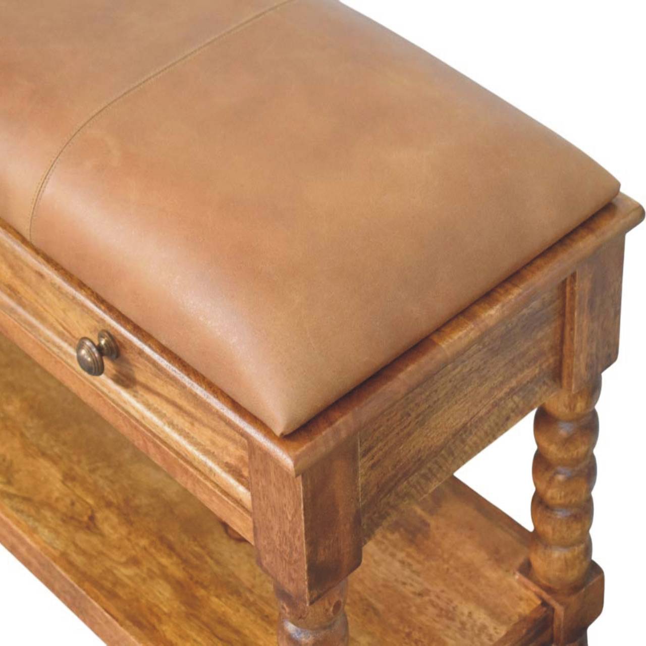 Leather Spindle Bench