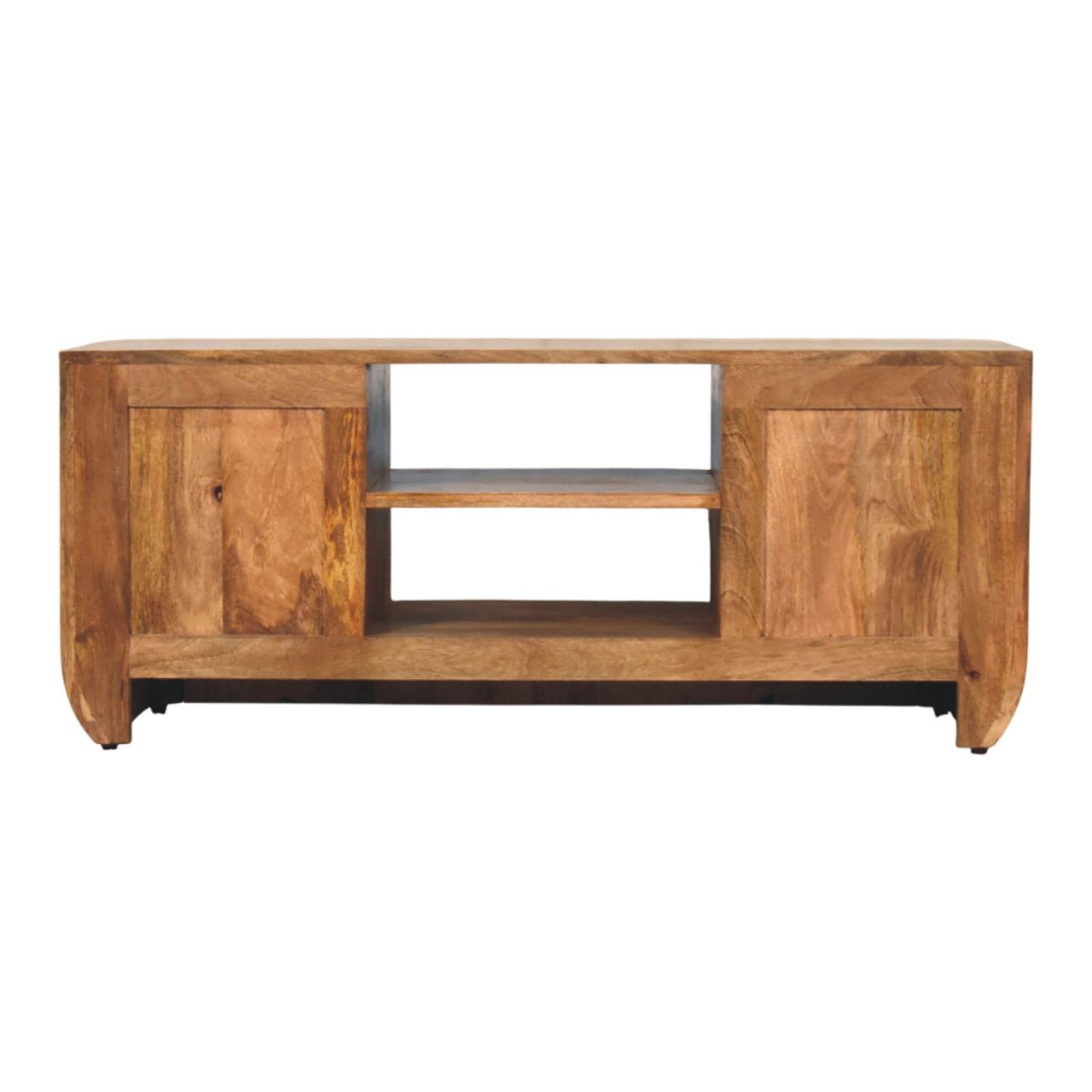 Fluted Media Console with Shelves